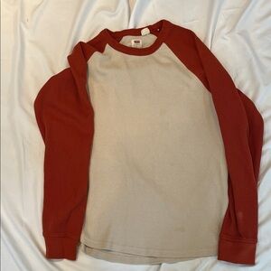 Levi's Men's Red and Cream Crewneck Sweater